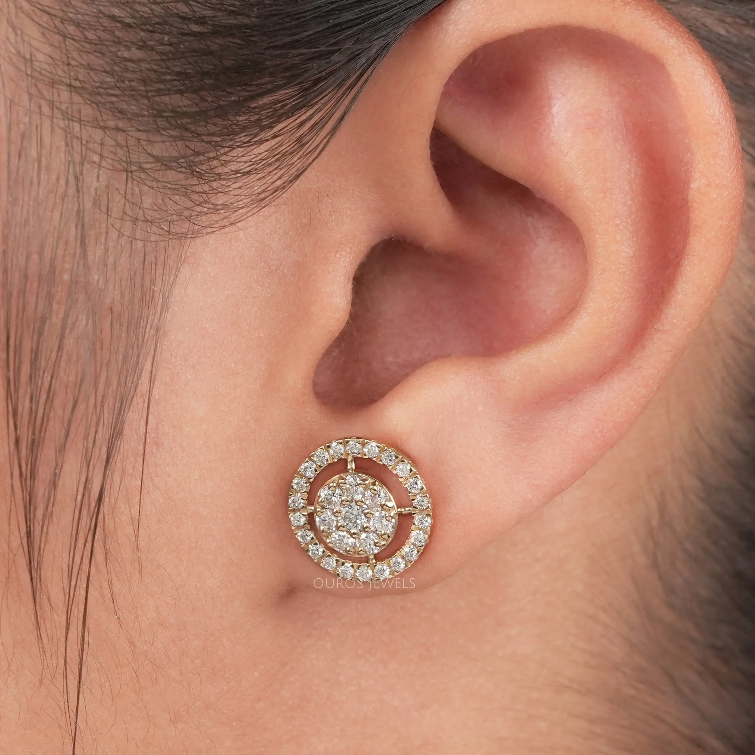 Brilliant Round Cut Lab Diamond Halo Stud Earrings