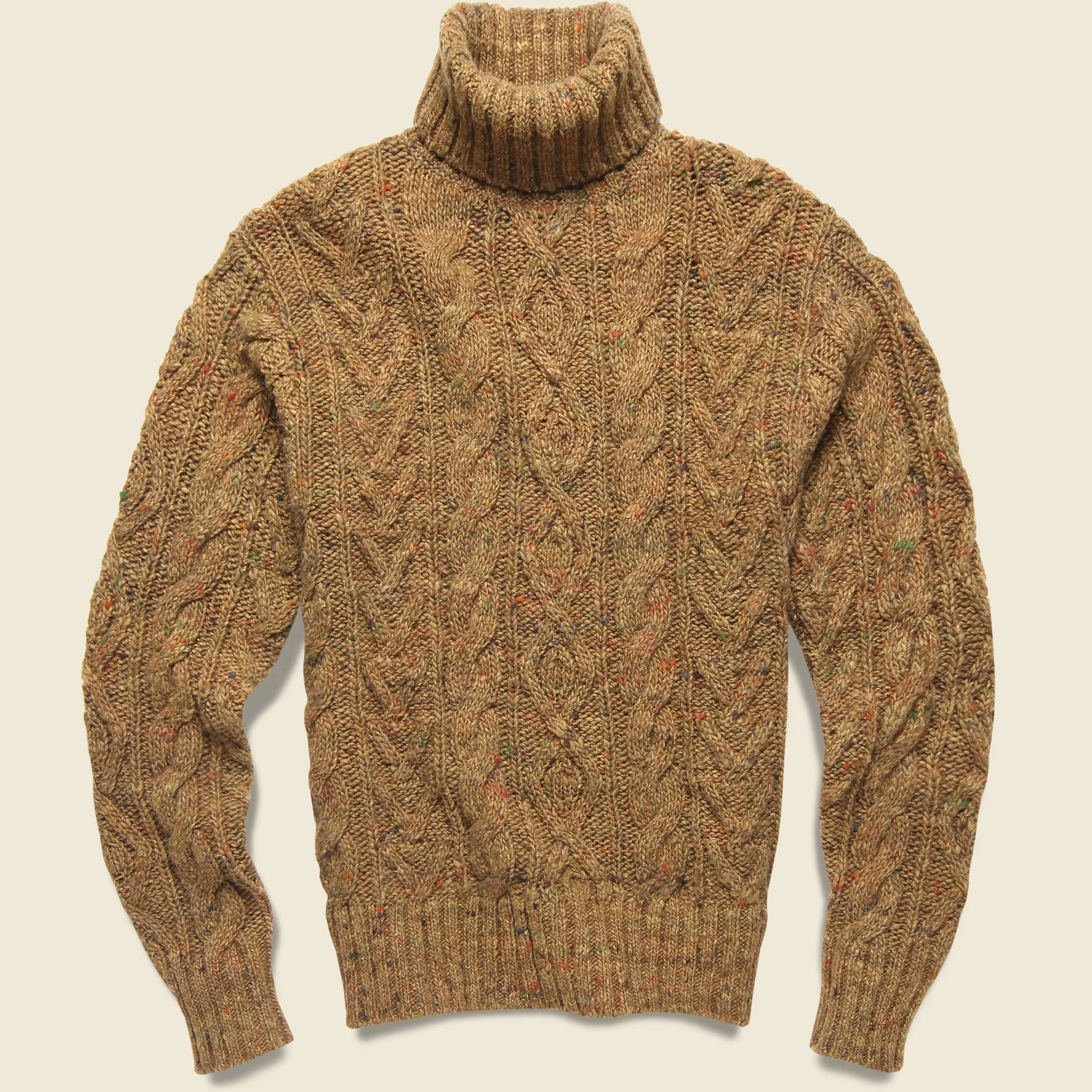 Cable Turtleneck - Tan Donegal/Multi