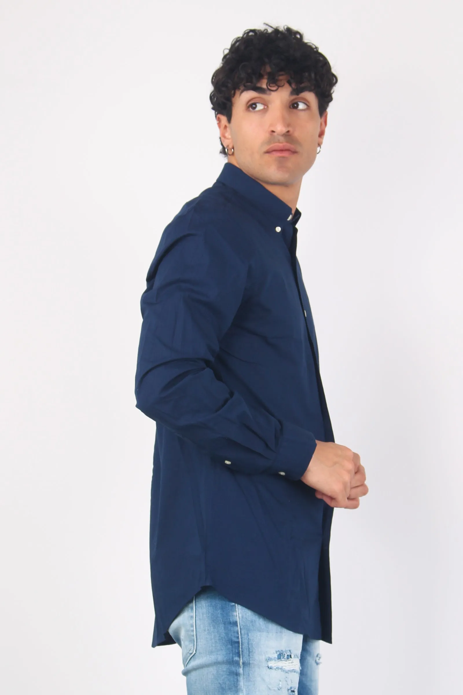 Camicia Popeline Slim Fit Newport Navy