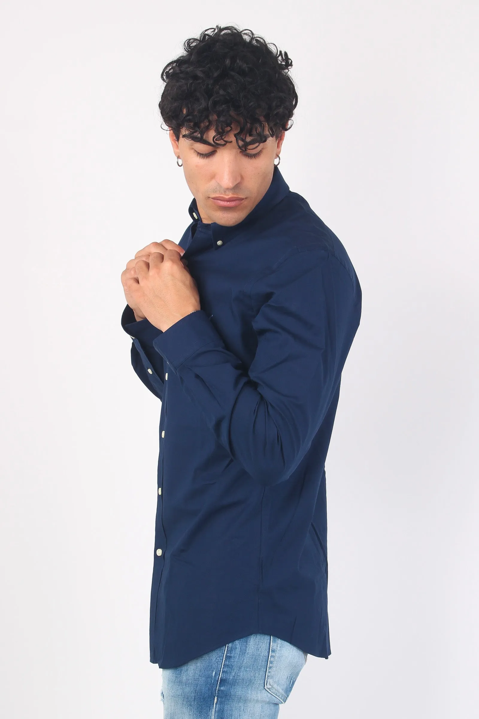 Camicia Popeline Slim Fit Newport Navy