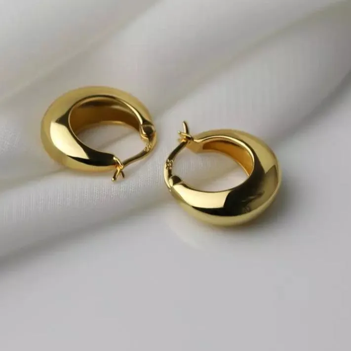 Chunky Gold Dome Hoop Earrings