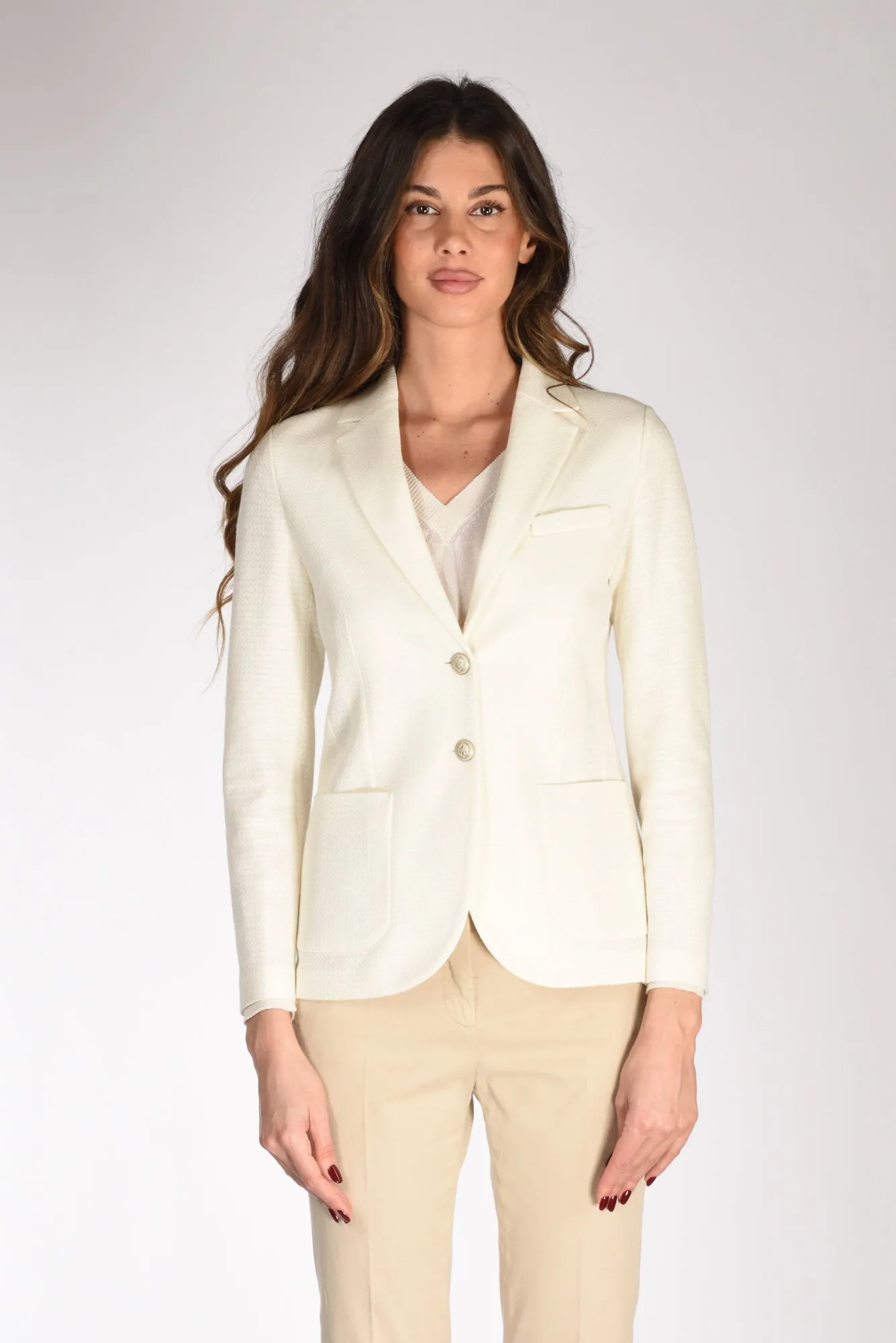 Circolo 1901 Blazer Cot Lin Bianco Naturale Donna