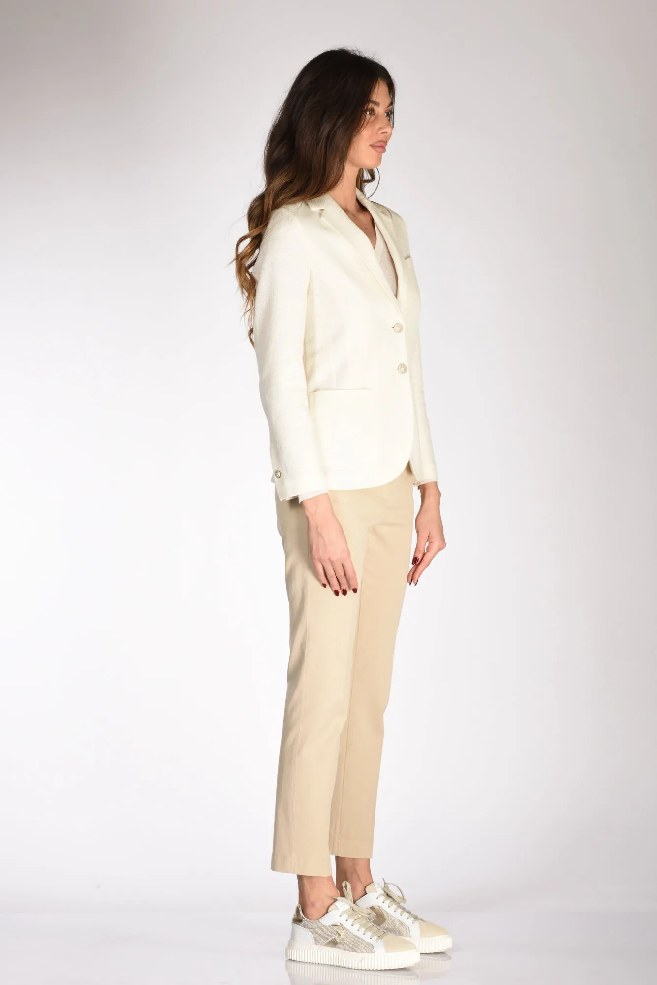 Circolo 1901 Blazer Cot Lin Bianco Naturale Donna