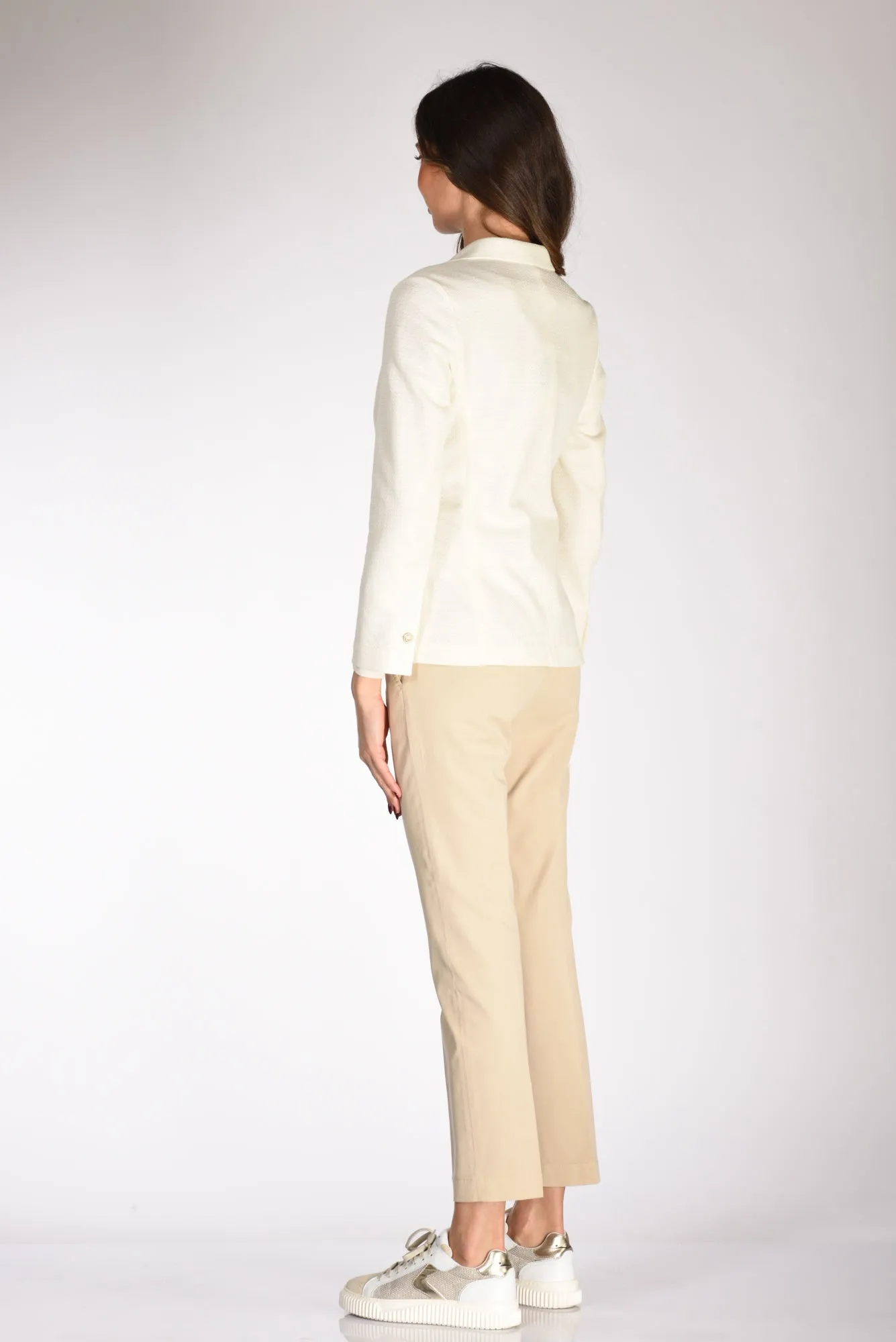 Circolo 1901 Blazer Cot Lin Bianco Naturale Donna