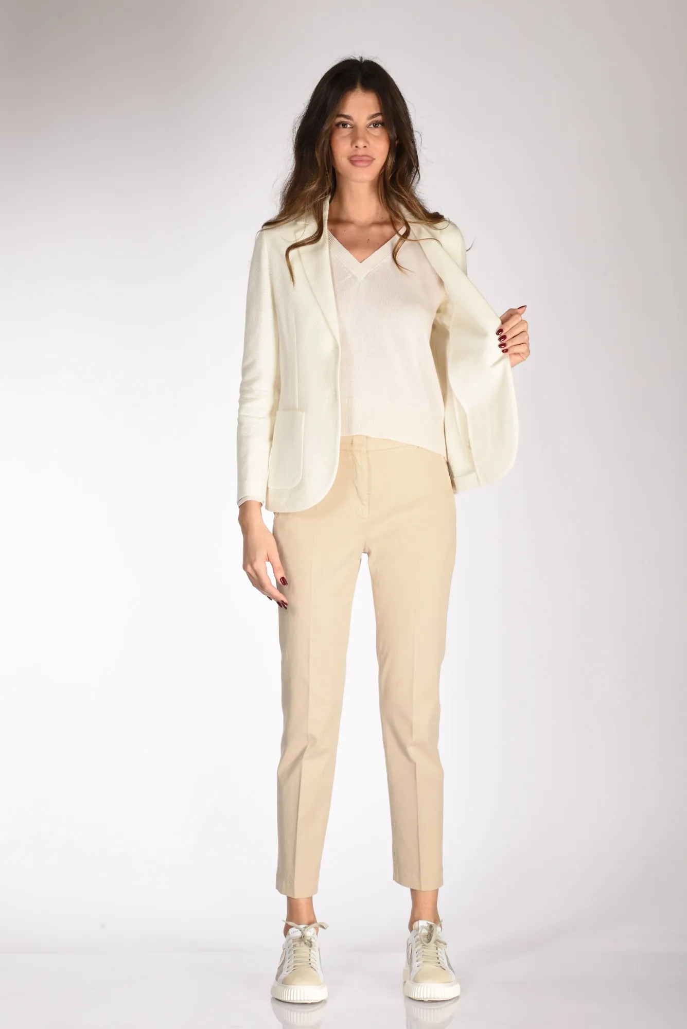 Circolo 1901 Blazer Cot Lin Bianco Naturale Donna