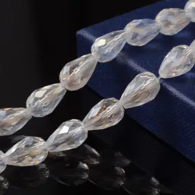 Crystal Glass Beads, Electroplated, Teardrop, Faceted, Clear AB, 12mm