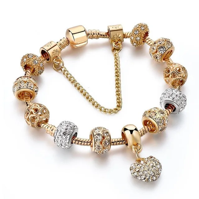 Crystal Heart Charm Bracelets&Bangles