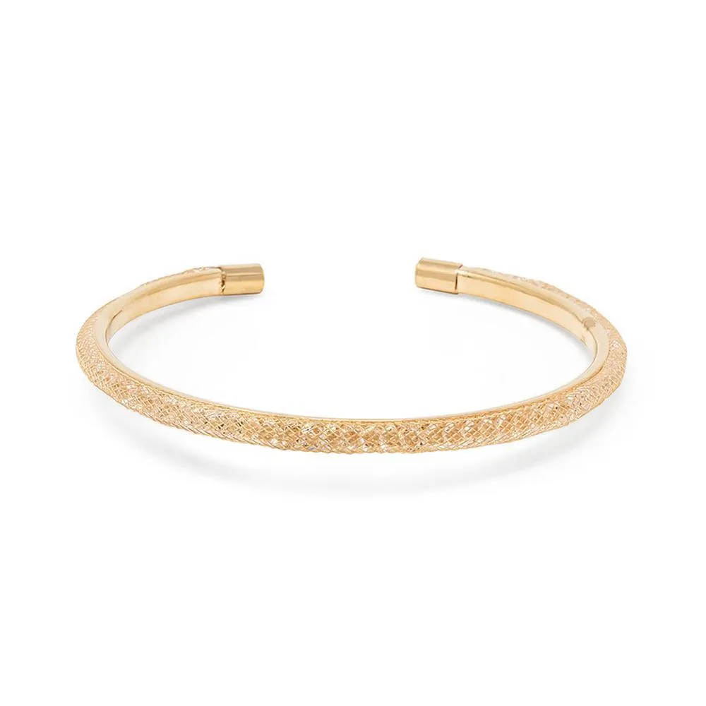 Crystals Mesh Bangle Gold Tone