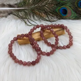 Dazzling Faceted Stawberry Quartz Stretch Bracelet ~