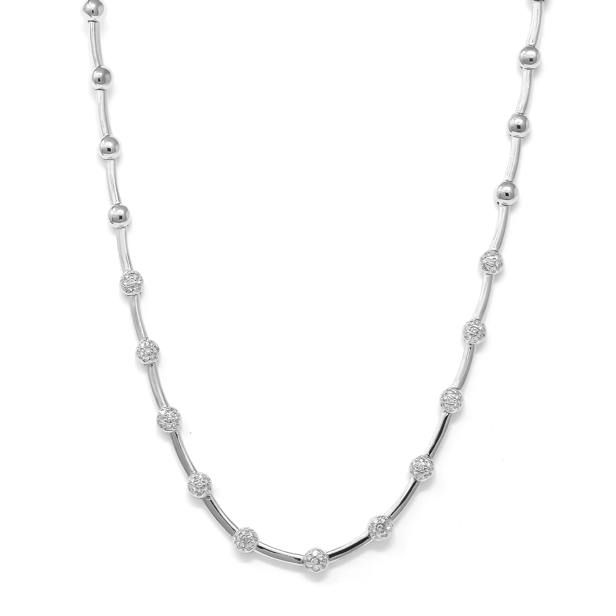 Diamond Beaded Necklace in 18K White Gold