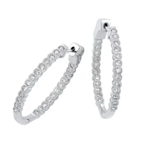 Diamond Bubble Inside Out Hoop Earrings in 14k White Gold (1 ctw)