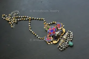 Dual Tone Fusion Jadau Kundan Necklace Set (ABJ-N101-13)