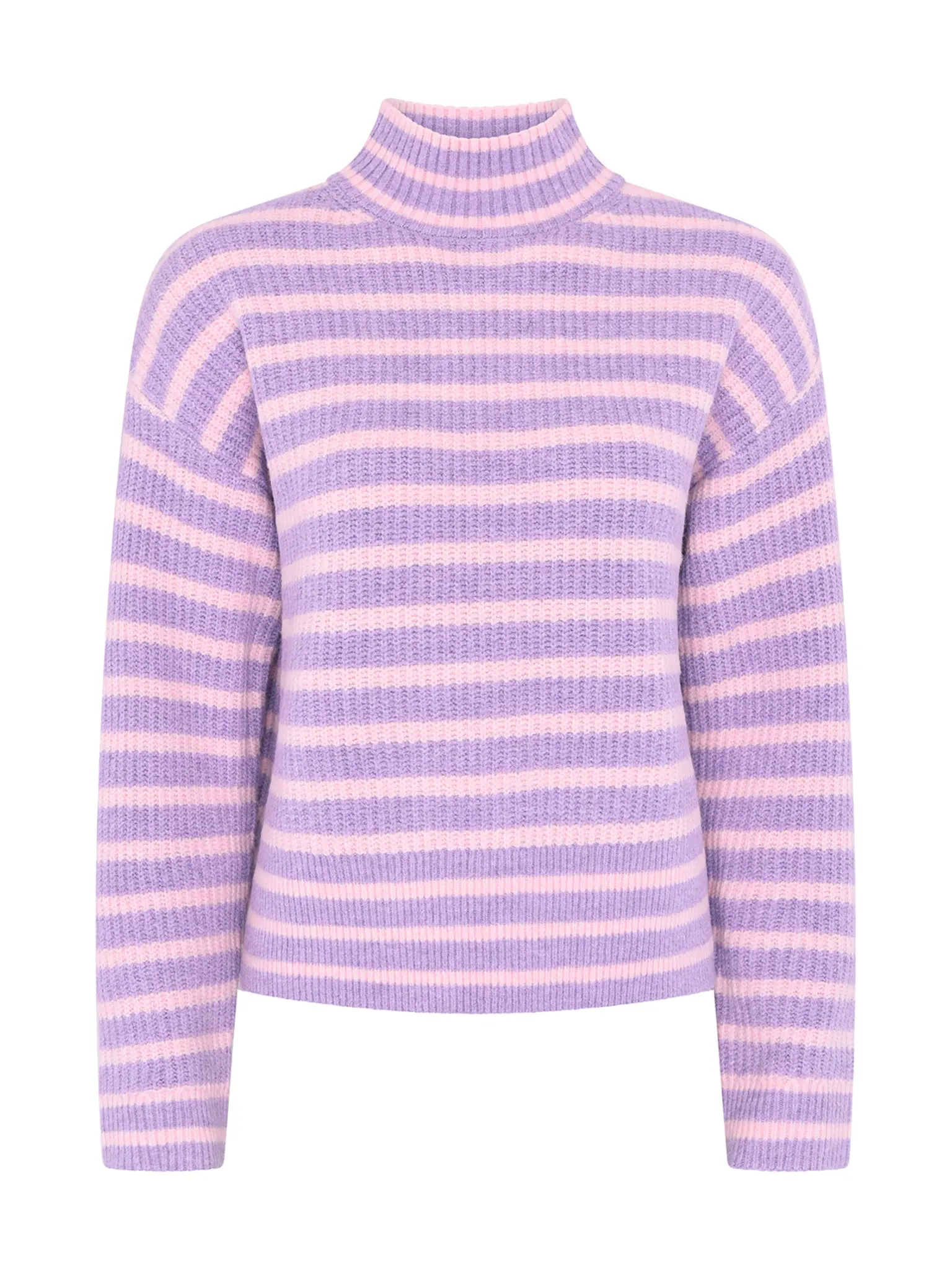 Ebony Stripe Rib Turtleneck Jumper in Lilac