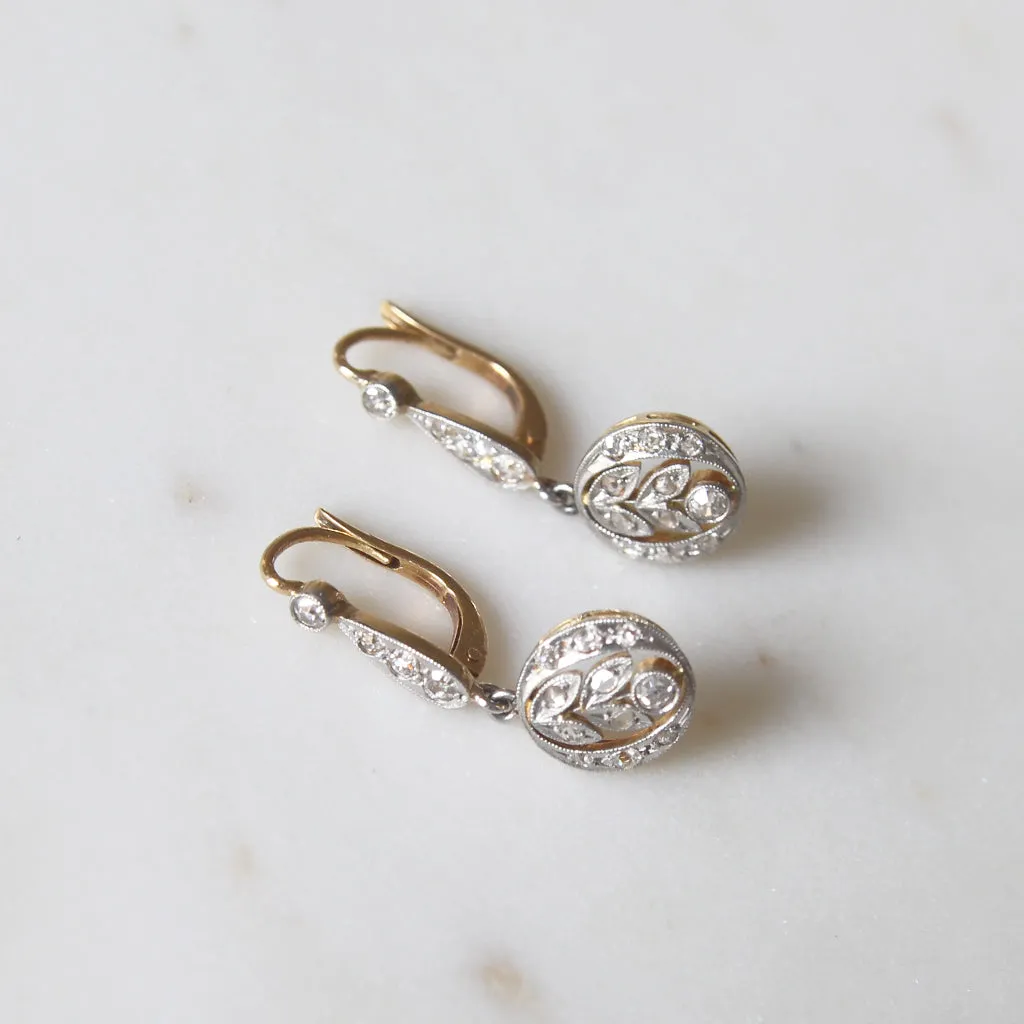 Edwardian Old and Rose Cut Diamond Drop Earrings