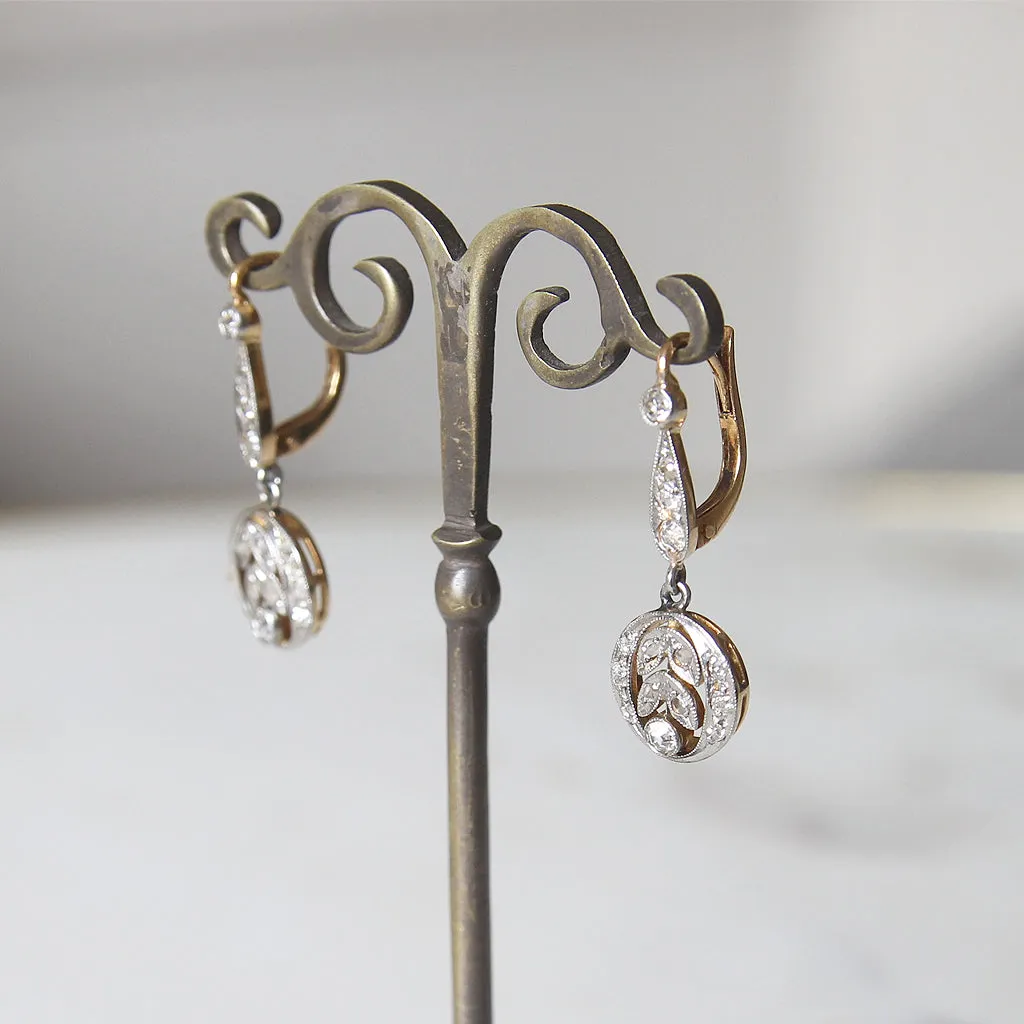 Edwardian Old and Rose Cut Diamond Drop Earrings