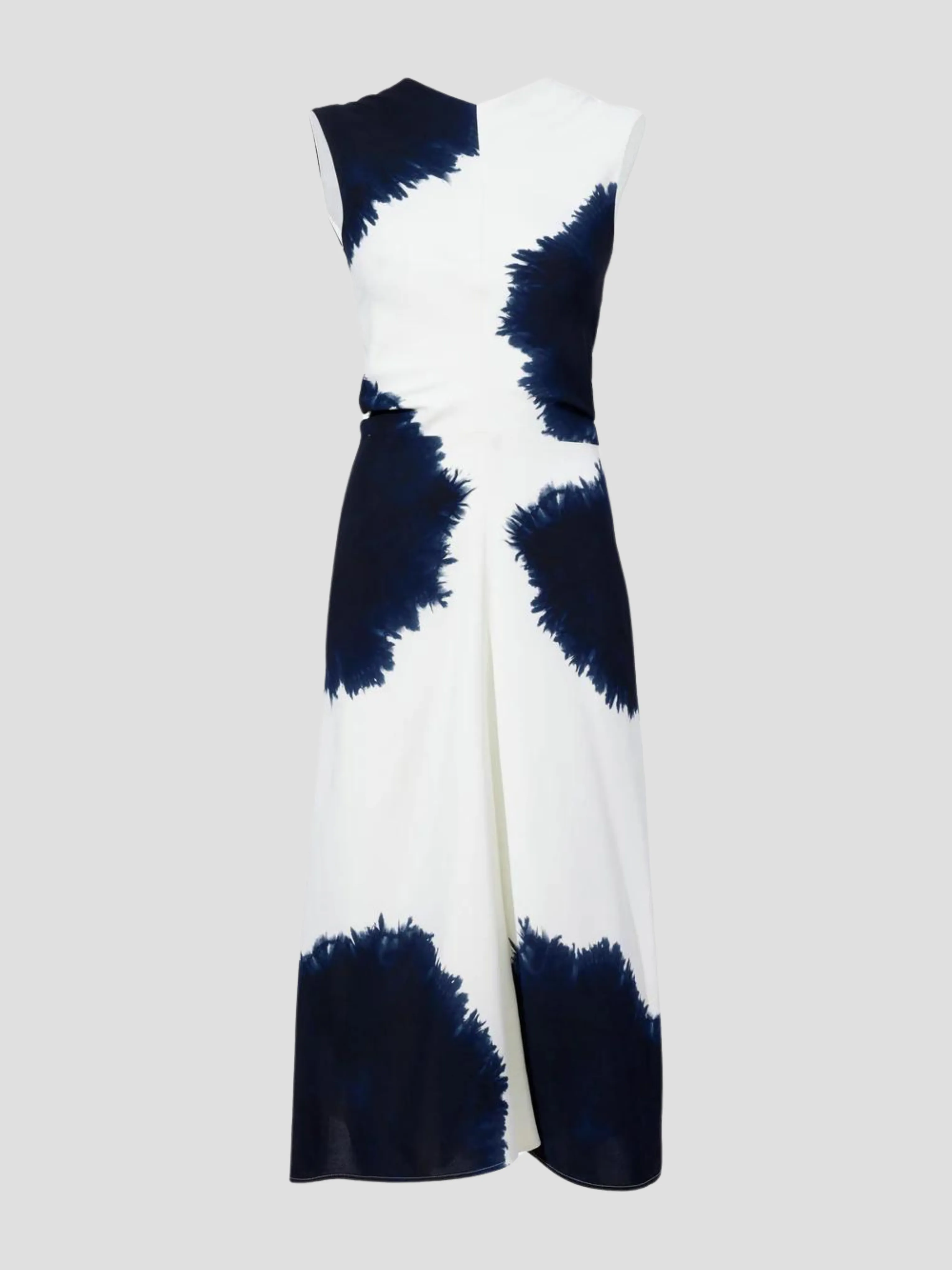 Ella Sleeveless Midi Dress In Printed Viscose Crepe