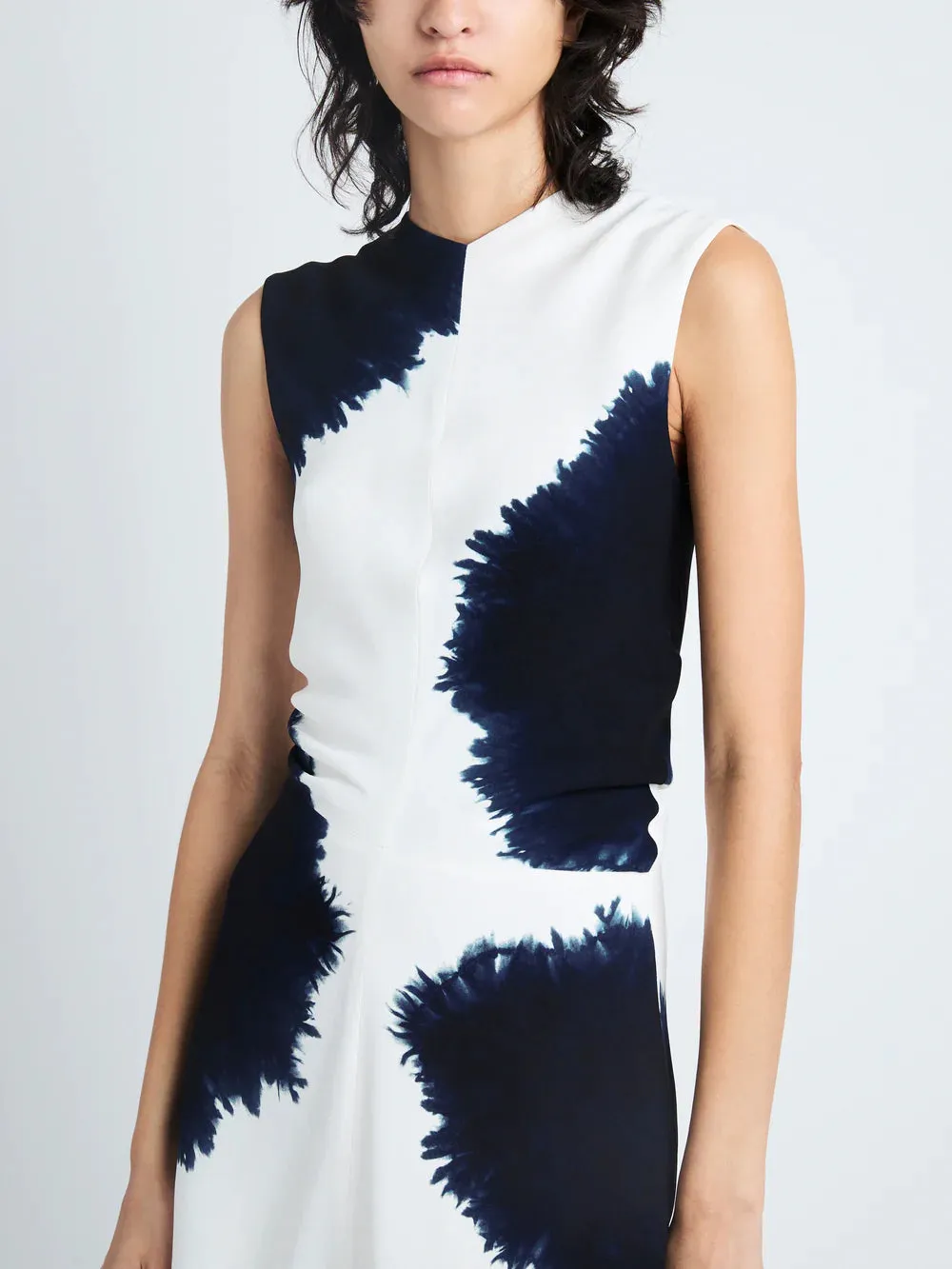 Ella Sleeveless Midi Dress In Printed Viscose Crepe