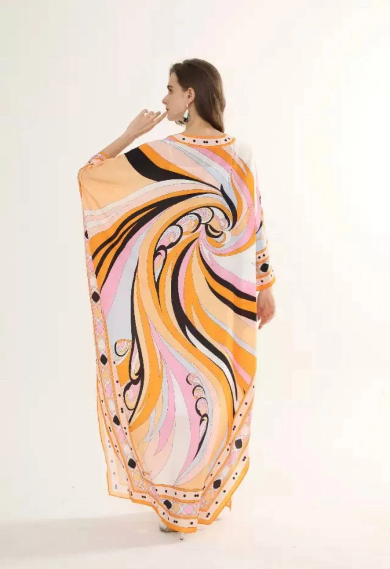 Ethnic Print Colorful Maxi Loose Dress