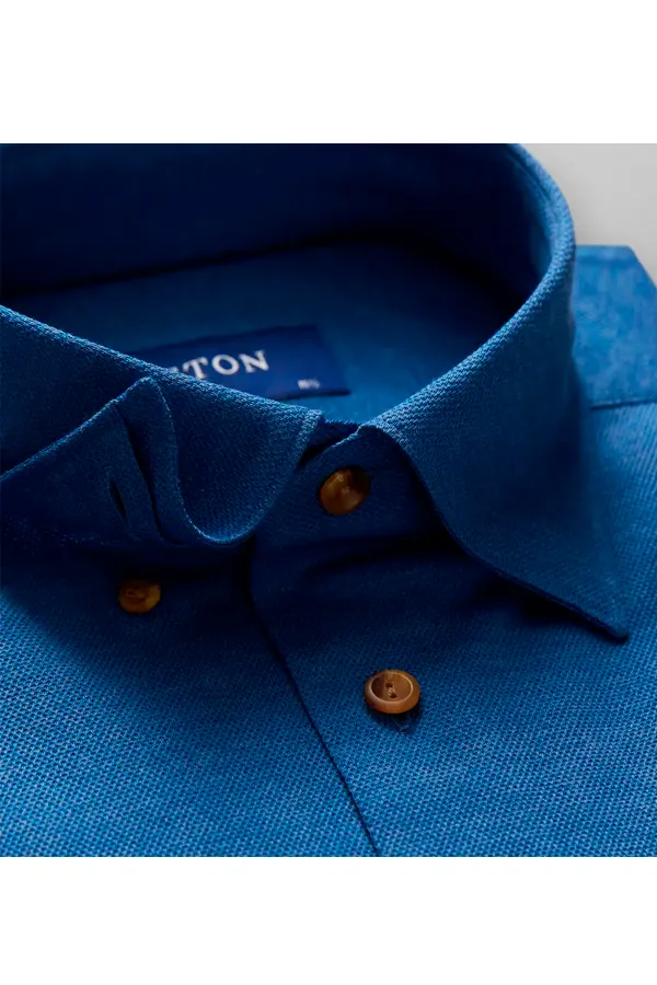 ETON Slim Fit Piqué Contrast Shirt Ocean Blue