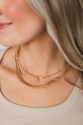 Exciting Moments Layered Chain Necklace- Gold