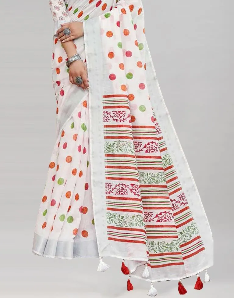 Fabulous White Cotton Saree