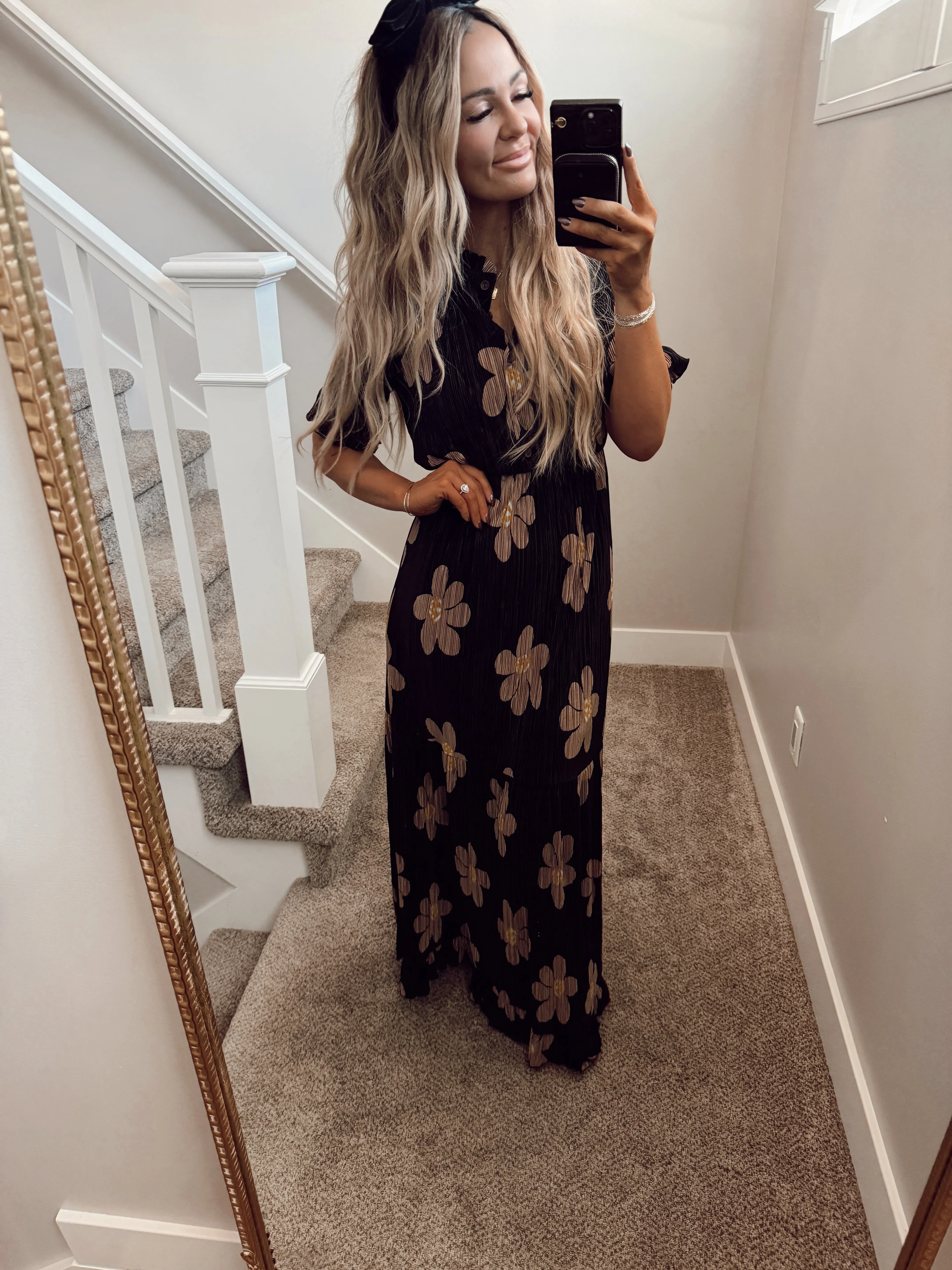 Fall floral maxi dress