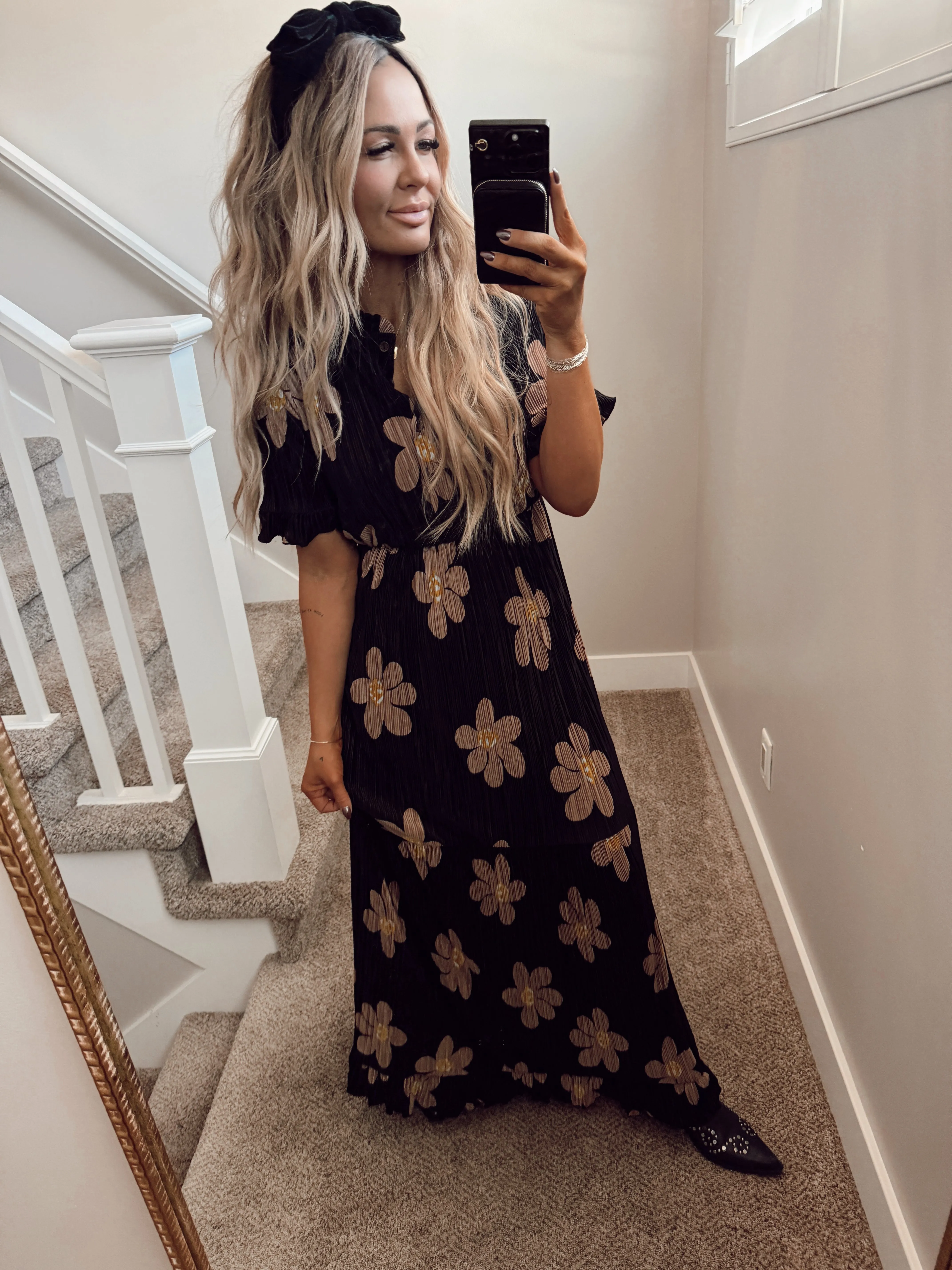 Fall floral maxi dress