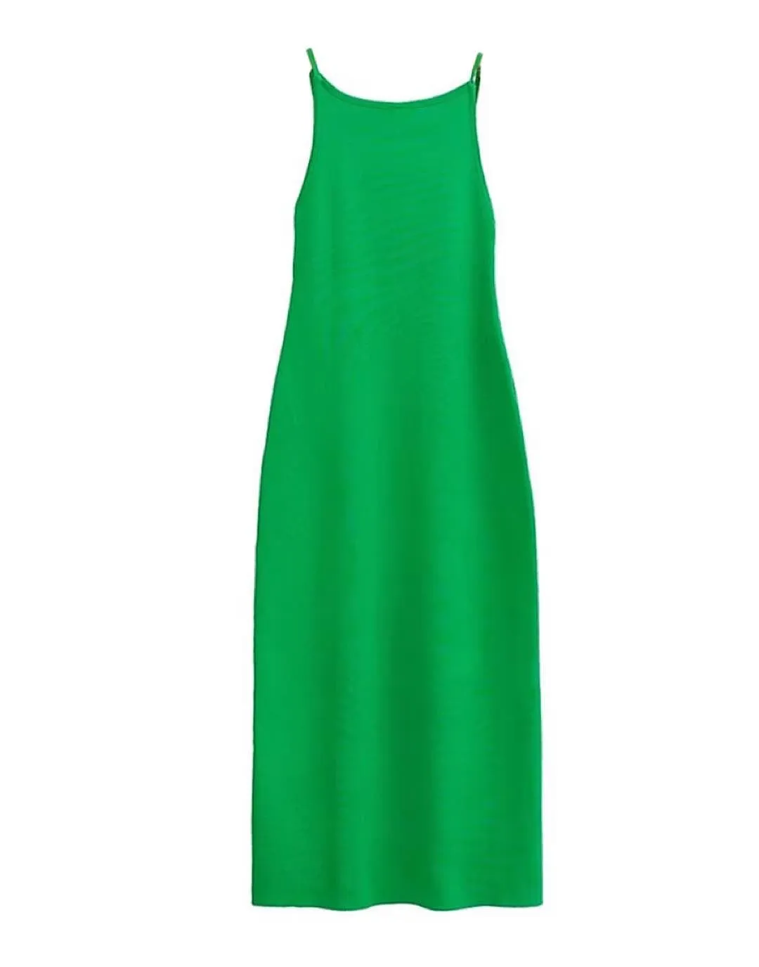 Fitted Plain Knit Midi Dress