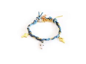 Friendship bracelet with golden crosses, colorful suede ribbons and rhinestones. Coachella bracelets, Boho chic bracelets, hippi