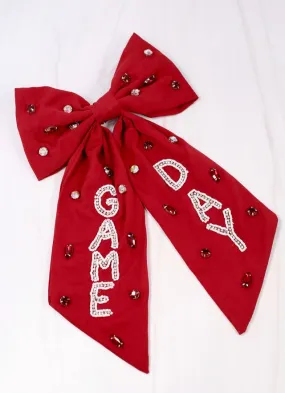 Game Day Embellished Bow BURGUNDY