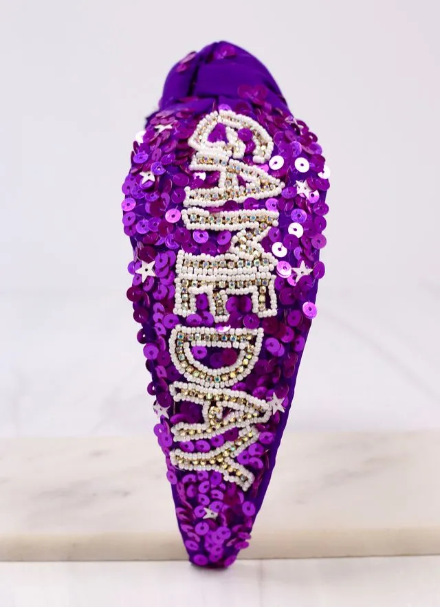 Game Day Sequin Headband PURPLE