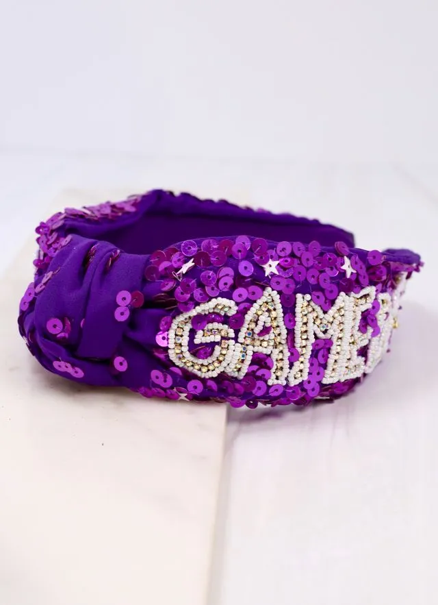 Game Day Sequin Headband PURPLE