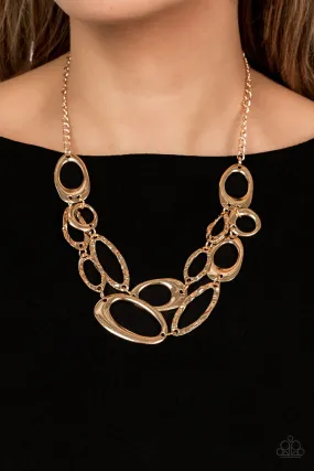 Game OVAL - Gold ~ Paparazzi Necklace