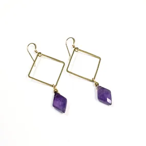 Geometric Amethyst Marquis Earrings