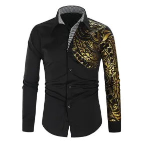 Gold Black Shirt Men New Slim Fit