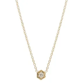 Gold Hexagonal Prong-Set Diamond Necklace