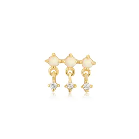 Gold Kyoto Opal Drop Sparkle Barbell Single Earring