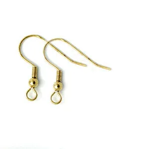 Gold Plated Brass Ball & Coil Ear Wire (50 pcs)