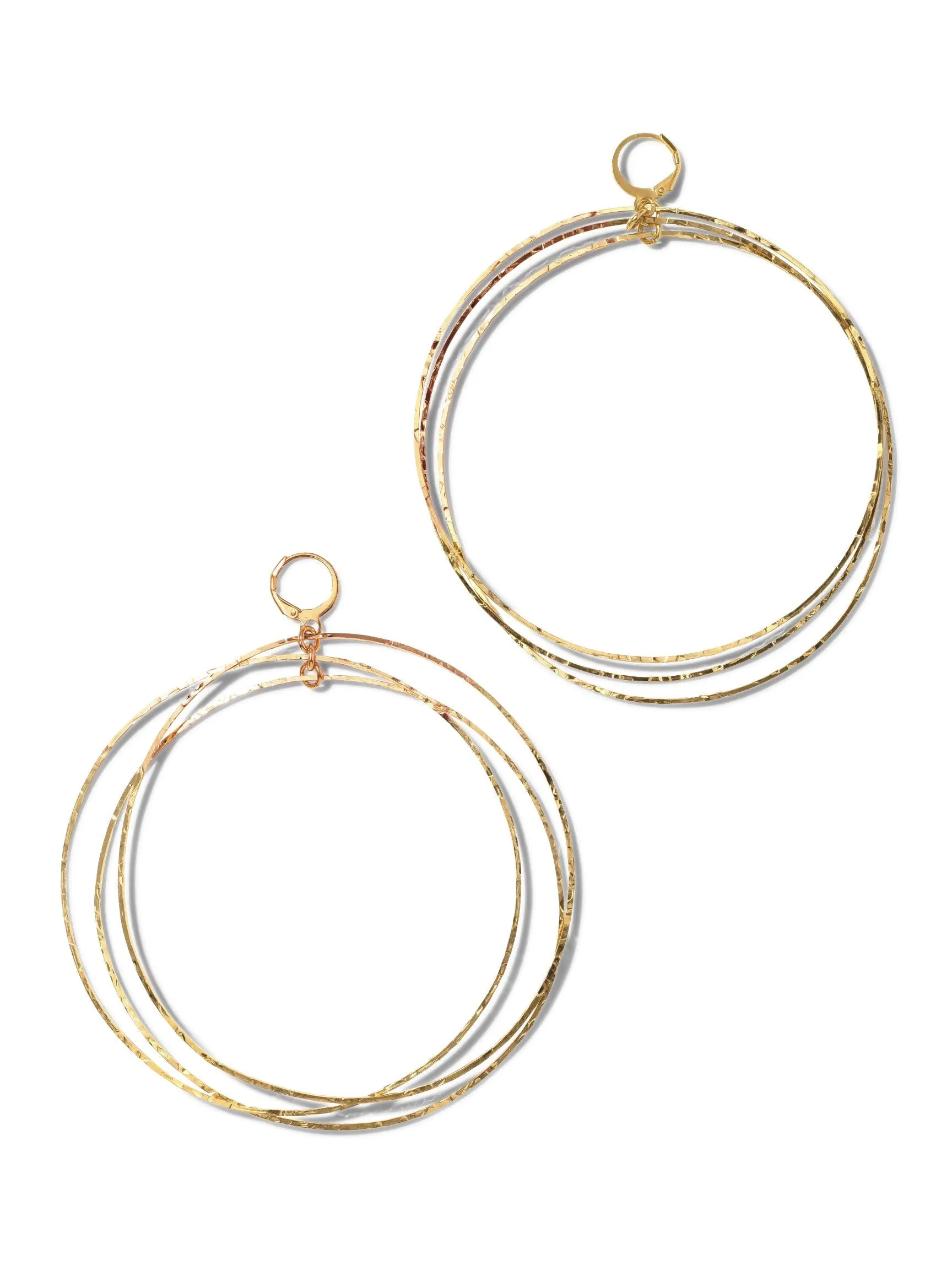 Gold Triple Halo Hoop Earrings