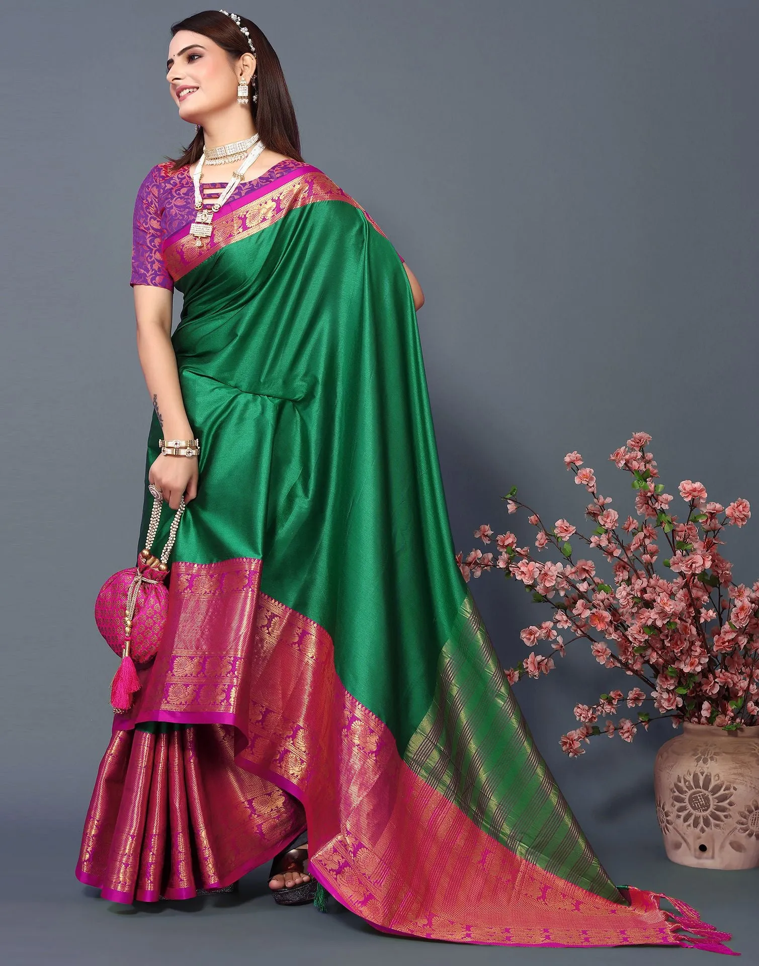 Green Cotton Saree