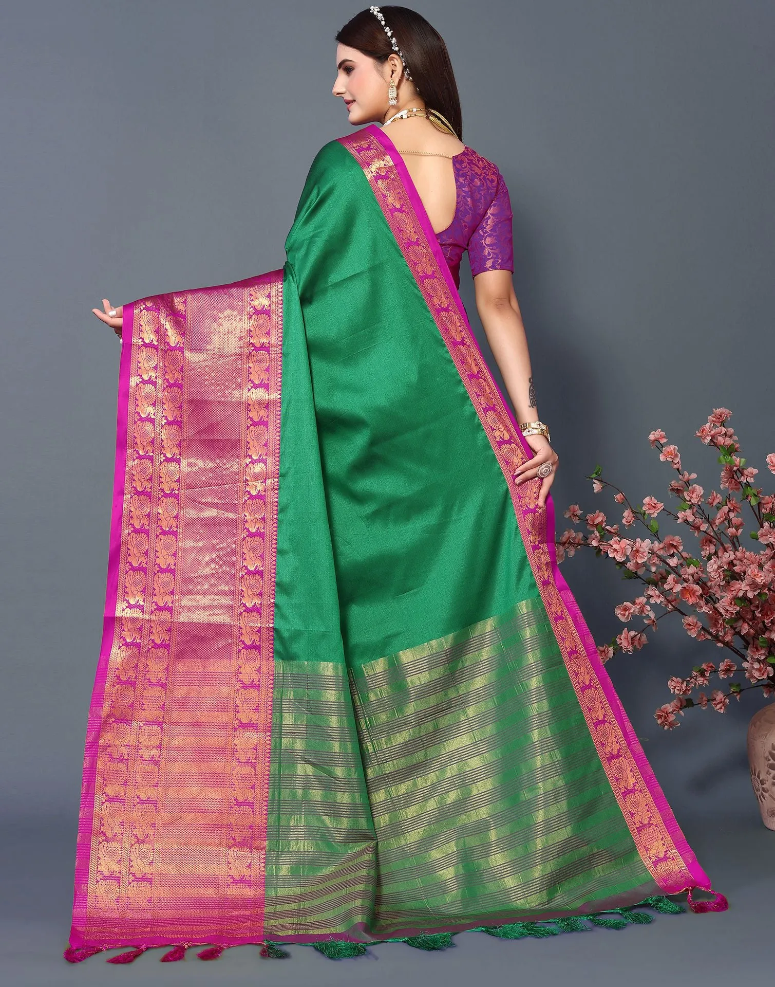 Green Cotton Saree