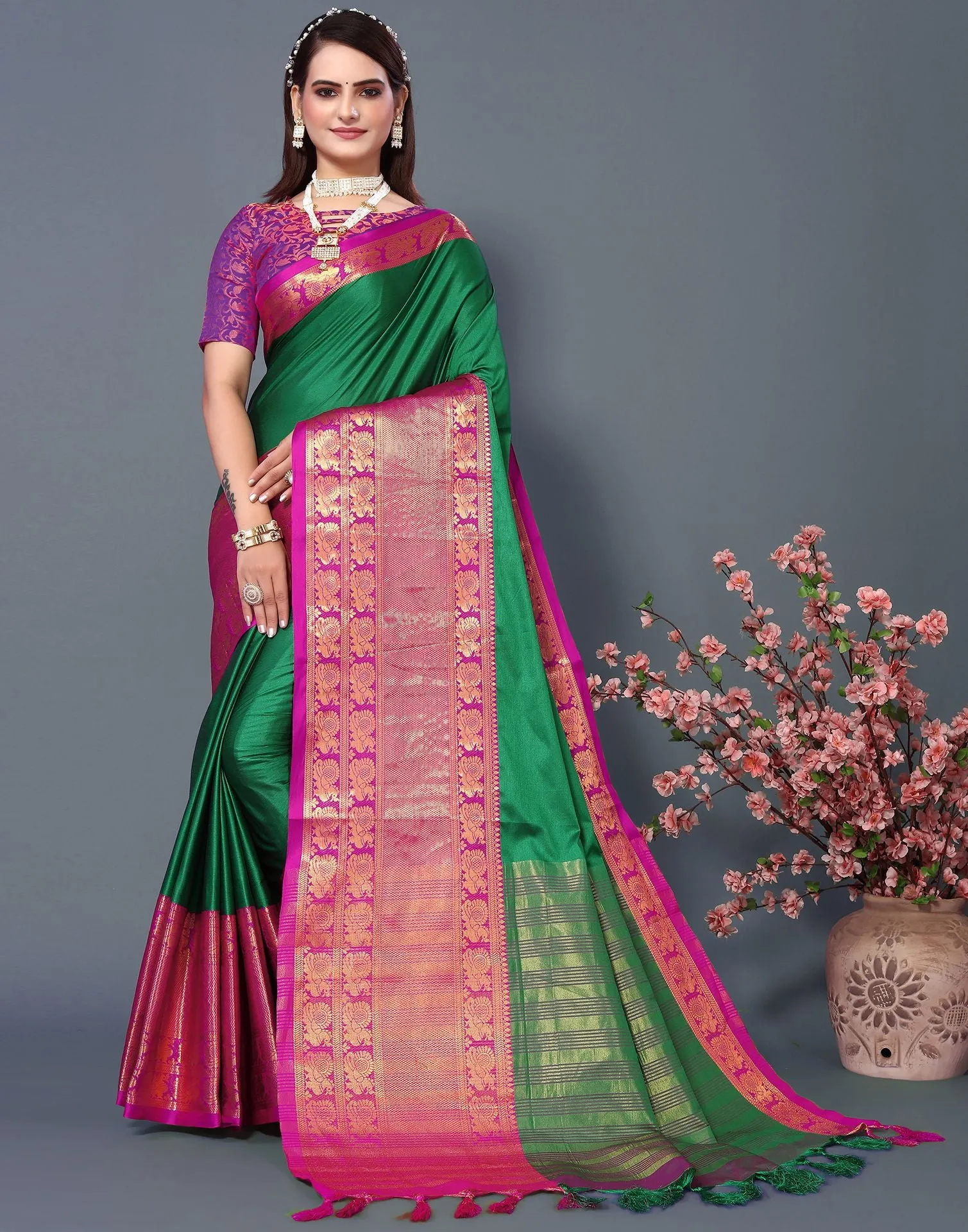 Green Cotton Saree