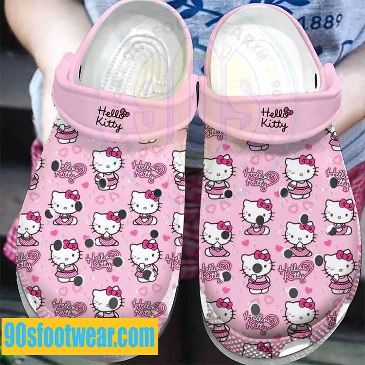 Hello Kitty Crocs – Hello Kitty Pattern in Pink Crocband Clog Shoes – 90sfootwear