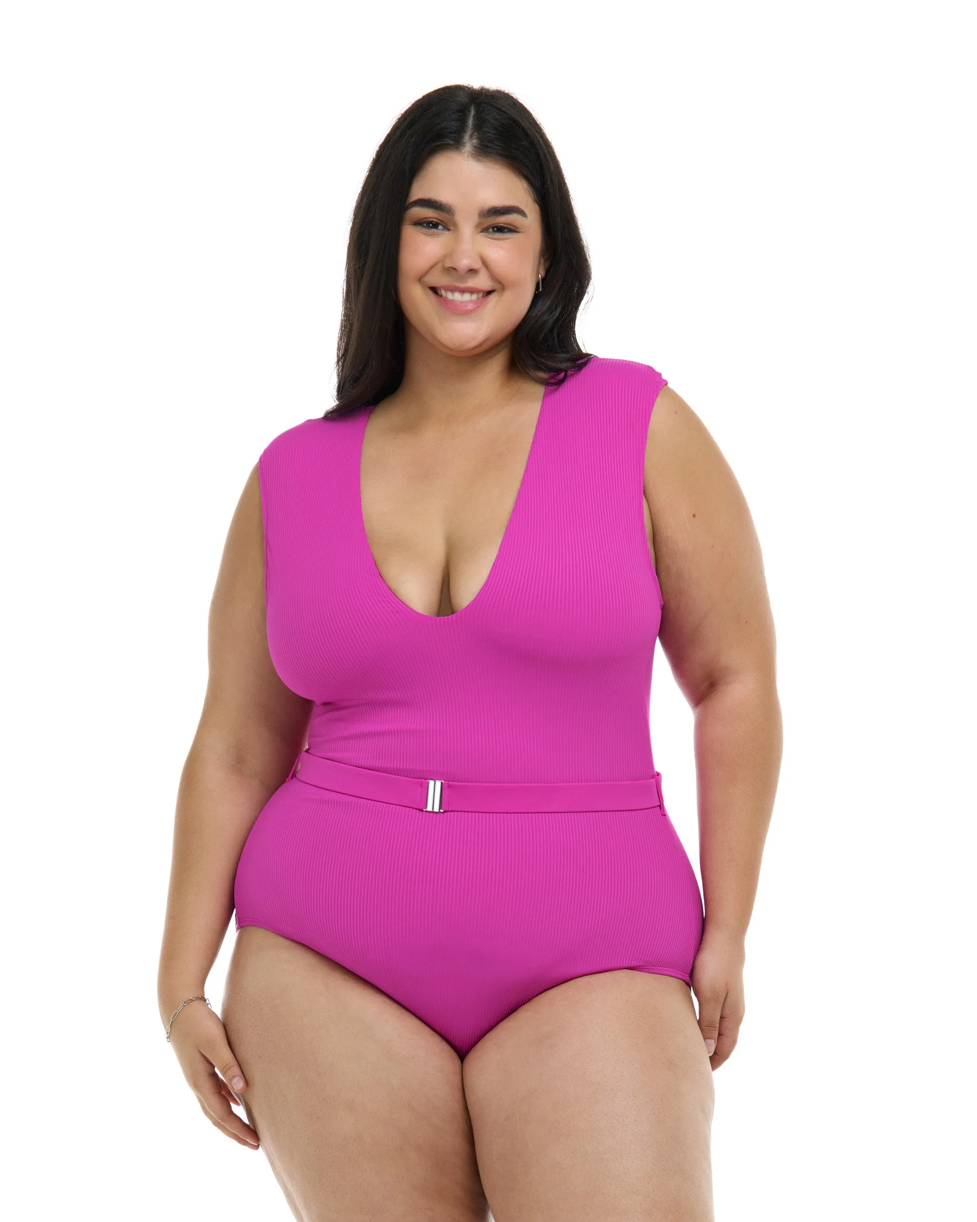 Ibiza Ezry Plus Size One-Piece Swimsuit - Fuchsia