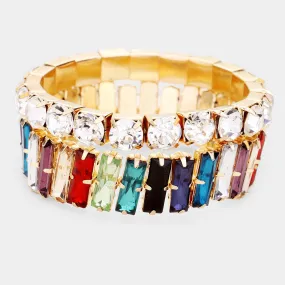 iLLASPARKZ 2PCS - Colorful Crystal Statement Stretch Layered Bracelets