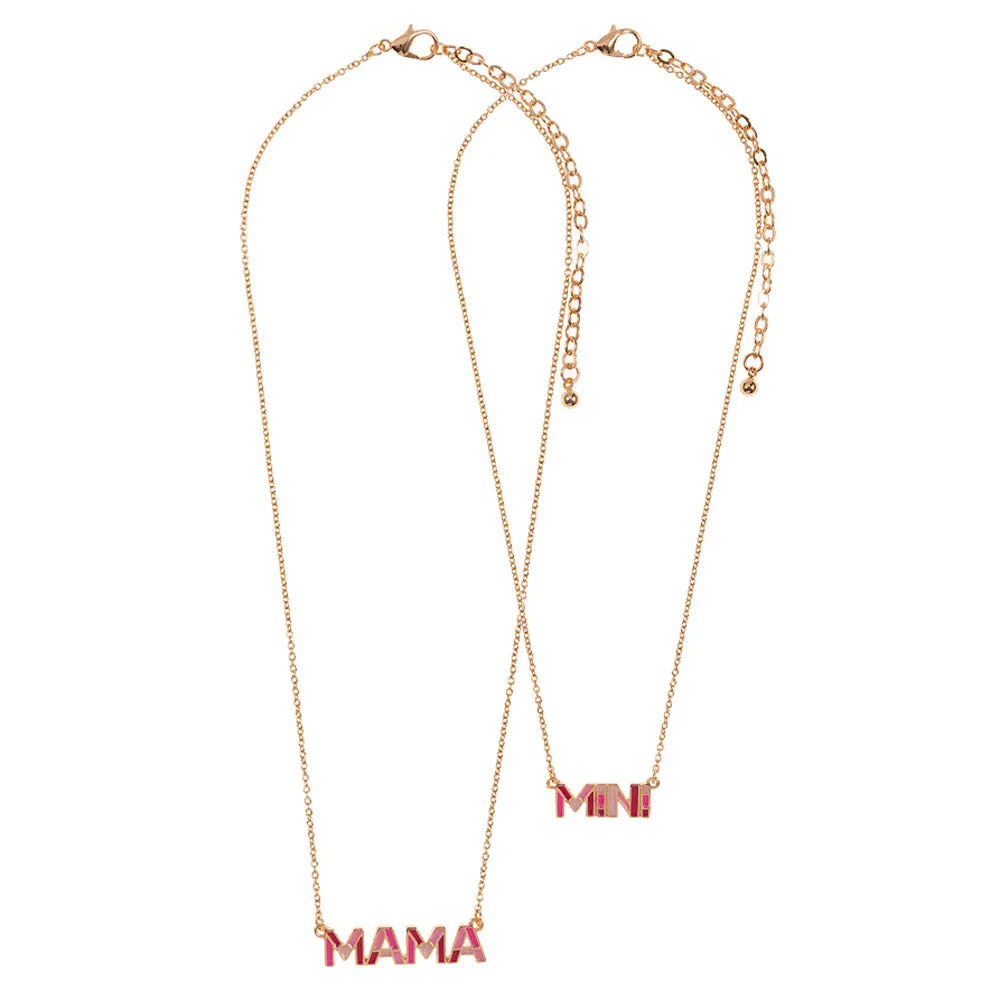 iLLASPARKZ 2PCS - MINI MAMA Message Pendant Moms and Kids Set Necklaces