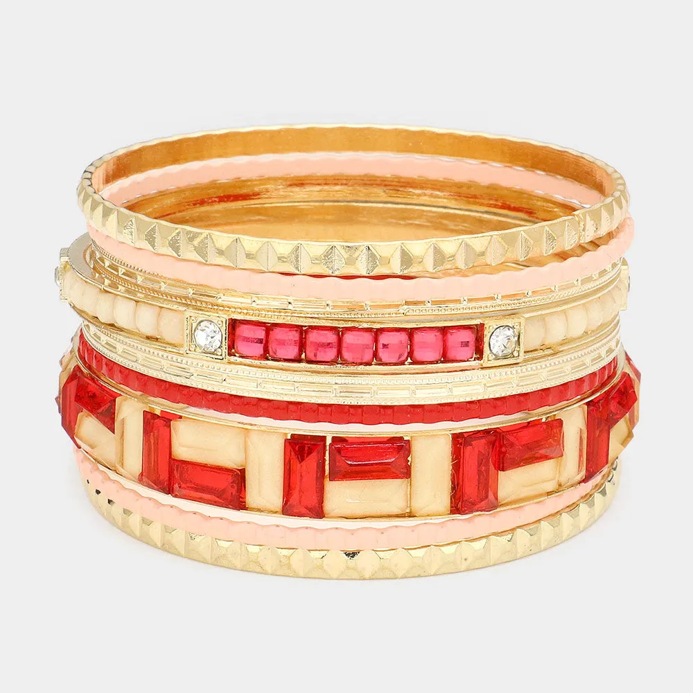 iLLASPARKZ 9PCS - Crystal Enamel Geometric Multi Layered Bracelets