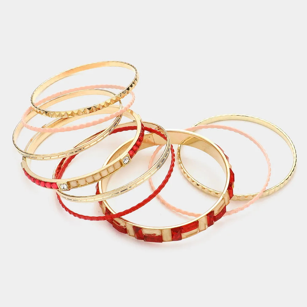 iLLASPARKZ 9PCS - Crystal Enamel Geometric Multi Layered Bracelets