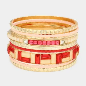 iLLASPARKZ 9PCS - Crystal Enamel Geometric Multi Layered Bracelets