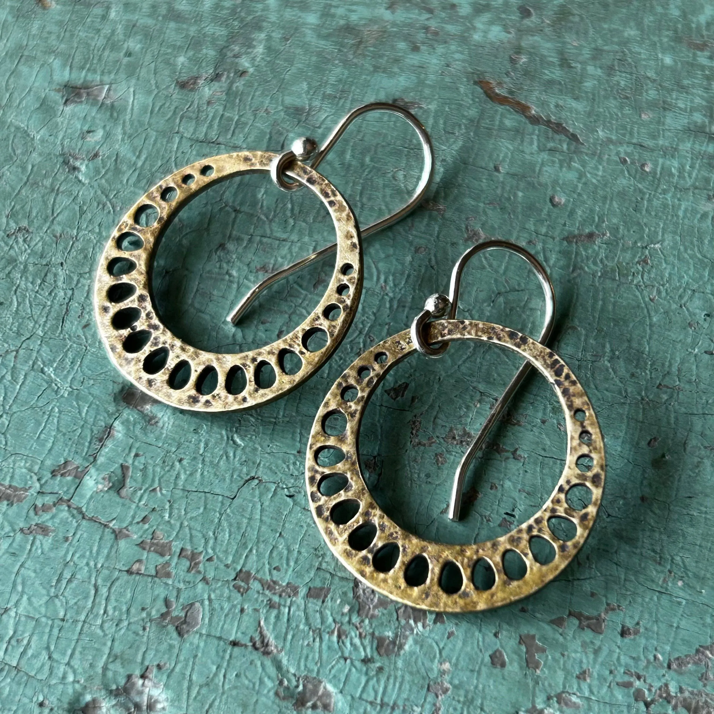 Jennifer Kahn Jewelry - TINY Lotus Root Earrings in Brass- petite and sweet!